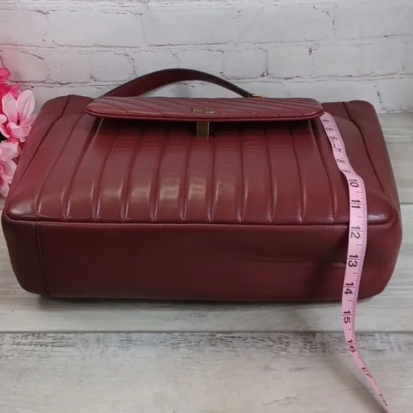 Henri Bendel 712 Zip Tote Laptop Bag  Burgundy - Picture 8 of 17